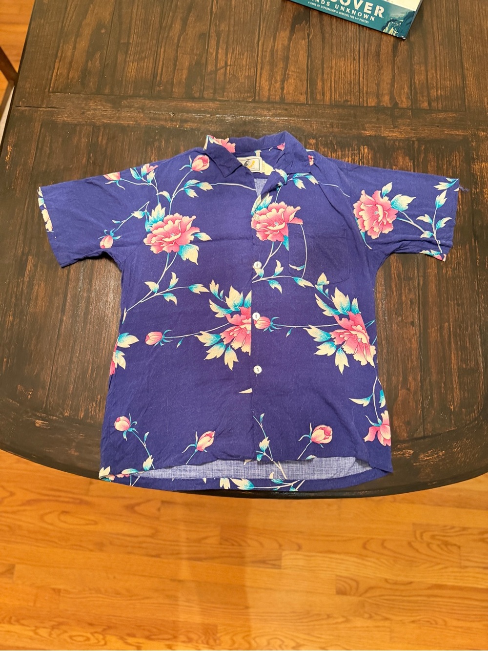 Vintage Authentic Hawaiian Floral Shirt Otaheite size small - blue